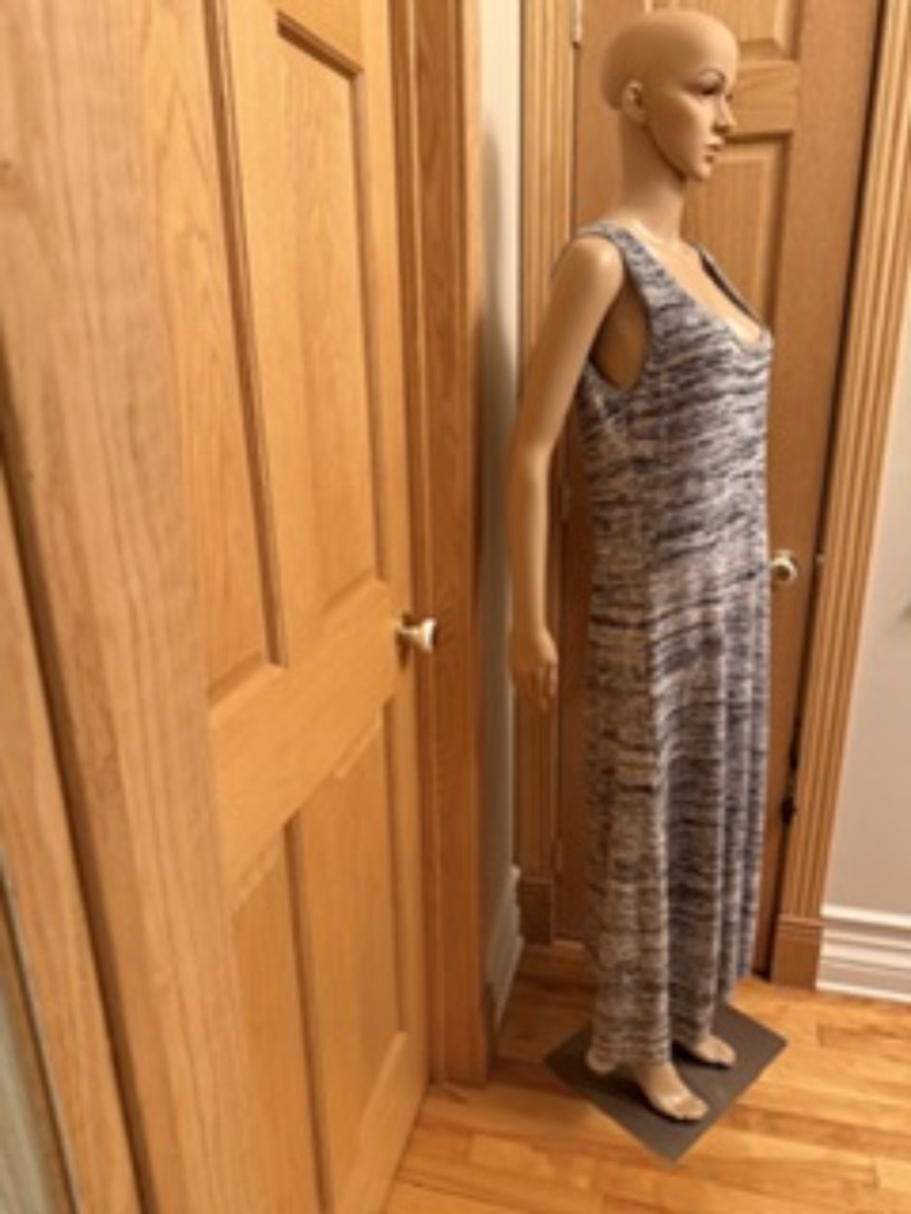 Black/white  100% cotton sleeveless maxi dress -MAXMARA